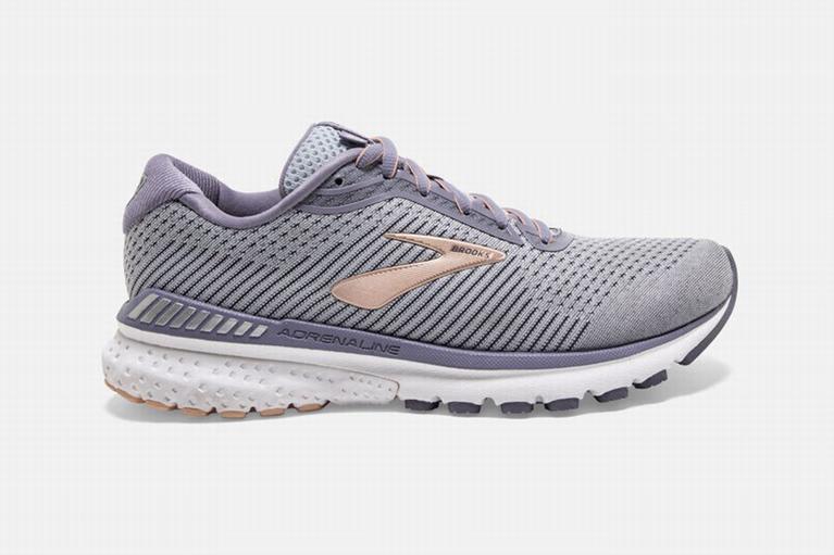 Brooks Women's Adrenaline GTS 20 Road Running Shoes - Grey/White/Purple (ATFQ95301)